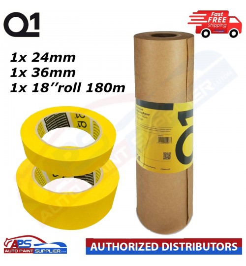 Q1 MASKING PAPER BROWN 18'' 180m , 24mm and 36mm masking tape